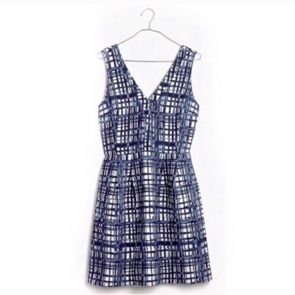 NWT Madewell midnight dress in brushstroke plaid - Picture 5 of 8
